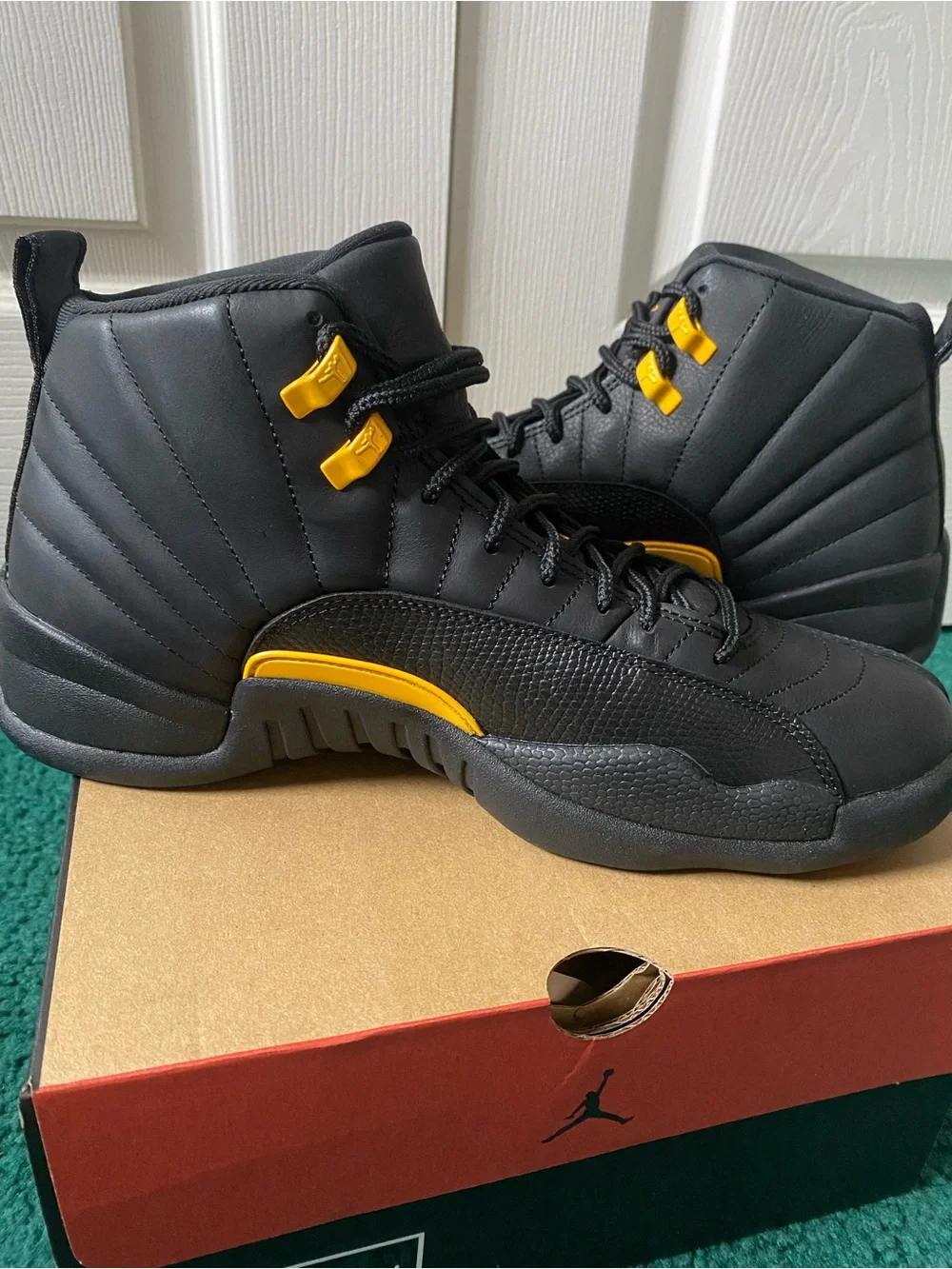 Jordan Black and Yellow High-Top Basketball Sneakers